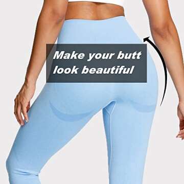 Aoxjox Workout Seamless Leggings for Women Smile Contour High Waisted Gym Yoga Pants Tights 26” (Sky Blue Marl, X-Small)