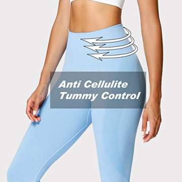 Aoxjox Workout Seamless Leggings for Women Smile Contour High Waisted Gym Yoga Pants Tights 26” (Sky Blue Marl, X-Small)