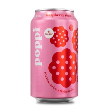 POPPI Sparkling Prebiotic Soda, Beverages w/Apple Cider Vinegar, Seltzer Water & Fruit Juice, Raspbe...