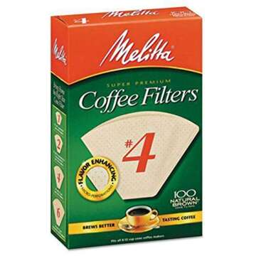 Melitta #4 Cone Coffee Filters, Unbleached Natural Brown, 100 Total Filters Count - Packaging May Vary