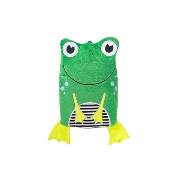 Kids Hot Water Bottle with Animal Cover (0.8L, Smiley Frog) Eco Hot Water Bottle, Made in Germany, S...