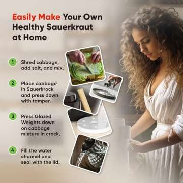 Humble House Fermentation Crock 1/2 Gallon - Sauerkraut Crock with Lid, Weights & Pounder - Ceramic Fermenting Crock Kit for Pickling Cabbage Kimchi Vegetables - 2 Liter Fermentation Jar Sauerkrock