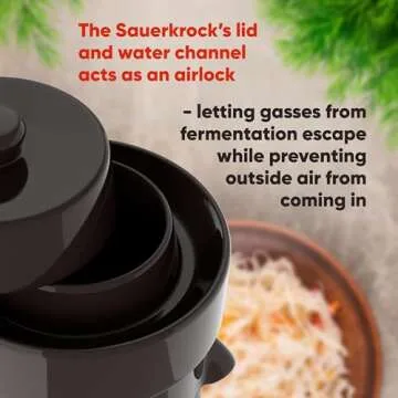 Humble House Fermentation Crock 1/2 Gallon - Sauerkraut Crock with Lid, Weights & Pounder - Ceramic Fermenting Crock Kit for Pickling Cabbage Kimchi Vegetables - 2 Liter Fermentation Jar Sauerkrock