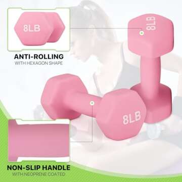 8 LB Neoprene Coated Dumbbells for Home Fitness