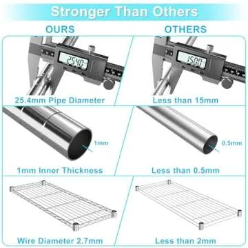 Auslar 3-Shelf Storage Wire Shelves Heavy Duty 3 Tiers Standing Shelving Units Adjustable Metal Organizer Wire Rack, Chrome