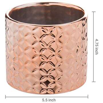 MyGift 5-Inch Rose Gold Decorative Plant Pot