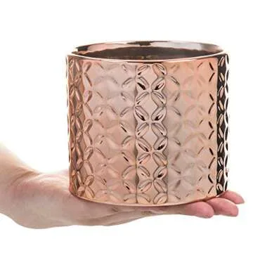MyGift 5-Inch Rose Gold Decorative Plant Pot
