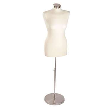 SSWBasics Economy - Off-White Female Jersey Dressmaker Body Form with Stand - Pinnable Torso, Should...