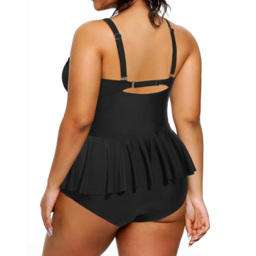 Stylish Plus Size 2 Piece Tankini with Tummy Control