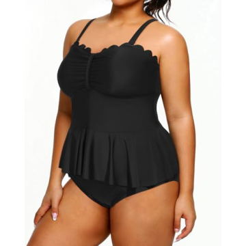 Stylish Plus Size 2 Piece Tankini with Tummy Control