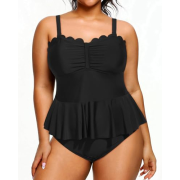 Stylish Plus Size 2 Piece Tankini with Tummy Control