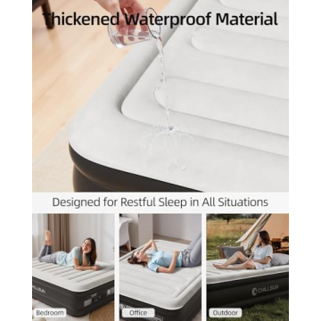 CHILLSUN 2025 Upgraded Twin Air Mattress with Built in Pump, 3 Mins Quick Self-Inflation Inflatable Airbed, Comfortable Top Surface Blow Up Mattress for Home Portable Camping Travel