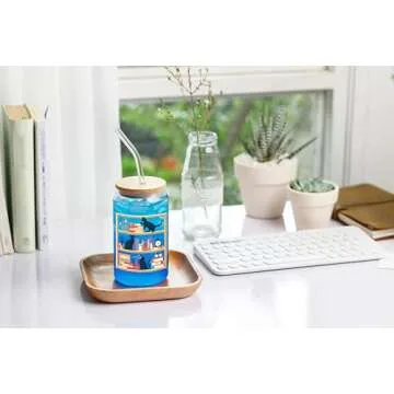 NEWELEVEN Gifts For Book Lovers - Teacher Gifts, Book Lovers Gifts For Women, Her, Friends - Bookshelf Cup, Bookish Gifts For Writers, Readers, Librarian, Bookworm – 16 Oz Coffee Glass