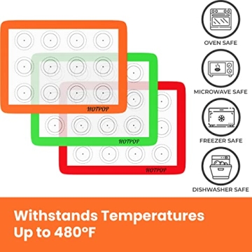 HOTPOP Silicone Baking Mats - Non-Stick, Heat Resistant