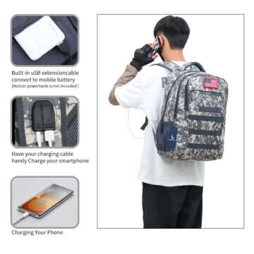 Outdoor Plus Camo Backpack - 40L USB Charging Bookbag