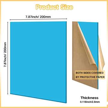 Gute 10Pcs Cast Acrylic Sheet,Colored Acrylic Sheet Opaque Plastic Sheet 8 x 8 Inch (.118" Thick) for Signs, DIY Display Projects, Craft and Easy to Cut（10 Colors,No Transparent）