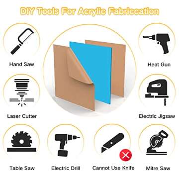 Gute 10Pcs Cast Acrylic Sheet,Colored Acrylic Sheet Opaque Plastic Sheet 8 x 8 Inch (.118" Thick) for Signs, DIY Display Projects, Craft and Easy to Cut（10 Colors,No Transparent）