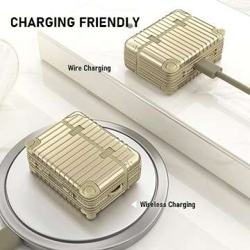 KOREDA Compatible with AirPods Pro 2nd/1st Generation Case Cover, Cute Funny Suitcase Design Case for Airpods Pro 2nd/1st Gen, Fashion Protective Hard Case for Women Men with Keychain