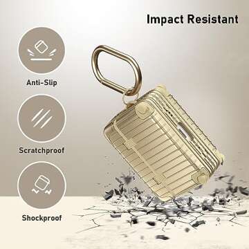 KOREDA Compatible with AirPods Pro 2nd/1st Generation Case Cover, Cute Funny Suitcase Design Case for Airpods Pro 2nd/1st Gen, Fashion Protective Hard Case for Women Men with Keychain