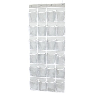 24-Pocket Over-The-Door Shoe Organizer Gray Space-Saving Storage