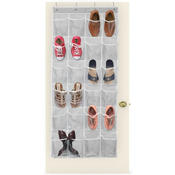 24-Pocket Over-The-Door Shoe Organizer Gray Space-Saving Storage