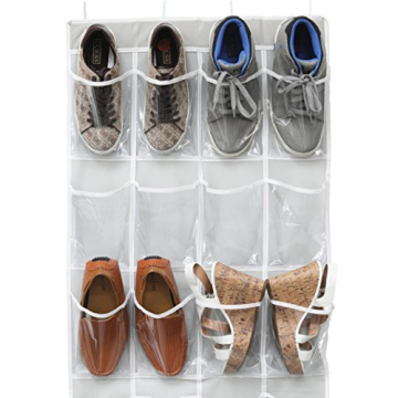 24-Pocket Over-The-Door Shoe Organizer Gray Space-Saving Storage