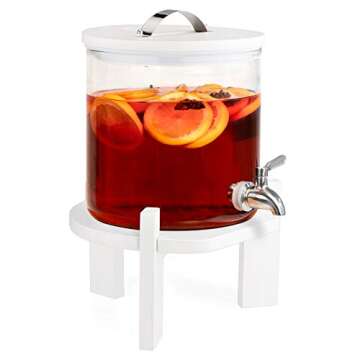 Navaris 1.3 Gallon Glass Beverage Dispenser with Stand