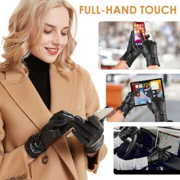 Women's Stylish Winter Touchscreen Leather Gloves