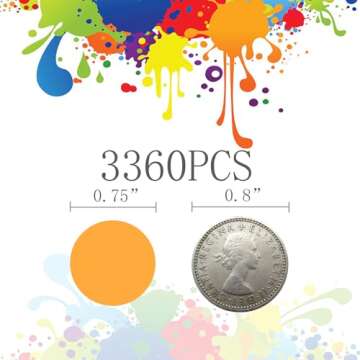 Koogel 3360PCS Colorful Dots Stickers, 3/4" Color Coding Labels, 12 Color Circle Stickers Round Labe...