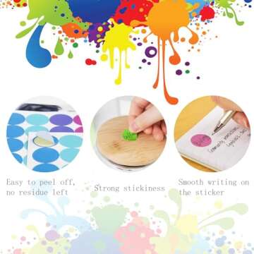 Koogel 3360PCS Colorful Dots Stickers, 3/4" Color Coding Labels, 12 Color Circle Stickers Round Labeling Stickers for Office Classroom