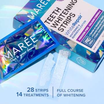 MAREE Teeth Whitening Strips with Mint Flavor - Comfortable for Sensitive Teeth - Calcium Formula for Gentle Dental Care & Fresh Breath - Pack of 28