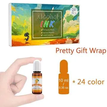 24 Vibrant Alcohol Ink Set for Resin Art and Crafts