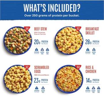Mountain House Essential Bucket | Freeze Dried Backpacking & Camping Food | 22 Servings | Gluten-Free