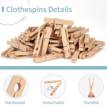 74 Pack Wooden Clothespins for Clothes Crafts Decor
