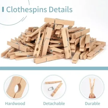 74 Pack Wooden Clothespins for Clothes Crafts Decor