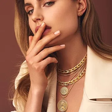 Cysincos Gold Layered Necklaces for Women Stylish Jewelry