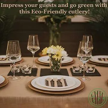 GREENPRINT Disposable Wooden Cutlery Sets - 150 Piece Total: 50 Forks, 50 Spoons, 50 Knives, 6 Inch Length Ecological Biodegradable Compostable Wooden Utensils Wooden Cutlery