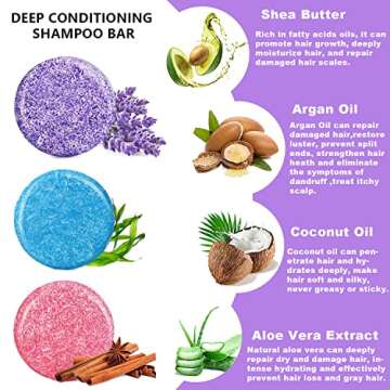 DBEAUTYM 8 Pack Shampoo Bar Gift Set,Natural Soap, Solid Dry Damaged Hair With Plant Essence Oil Helps Stop Loss and Promotes Healthy Growth, Travel Size Bulk Set