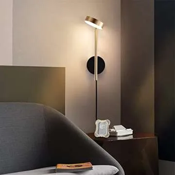 WS Plug in Wall Sconces, Modern Wall Lamps for Bedroom, Gold Wall Light with Rotatable Lamp Arms，Sconces Wall Lighting with Switch，Suitable for Bedroom Living Room Corridor Kitchen Hallway