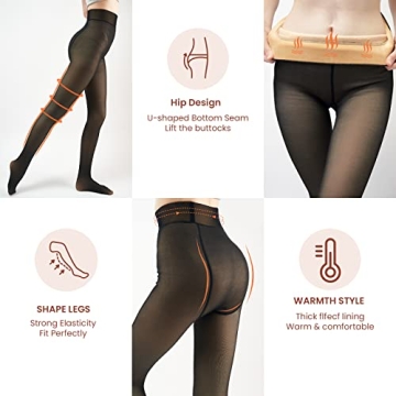 Warm Fleece Lined Tights for Women - X-CHENG