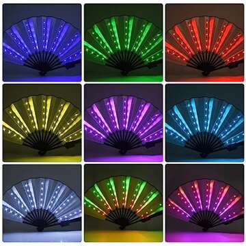 Gexmil Party LED Glowing Colorful Chinese Hand Held Folding Fan with Remote Control Stage Performanc...
