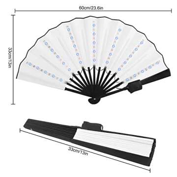 Gexmil Party LED Glowing Colorful Chinese Hand Held Folding Fan with Remote Control Stage Performance Show Light Up Fan Birthday Party Dance Gift Wedding Night Bar Club Fluorescent Props, Multicolor
