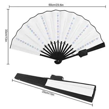 Gexmil Party LED Glowing Colorful Chinese Hand Held Folding Fan with Remote Control Stage Performance Show Light Up Fan Birthday Party Dance Gift Wedding Night Bar Club Fluorescent Props, Multicolor