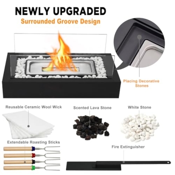 Metal Rectangle Tabletop Firepit - S'mores Maker & Decor Gift