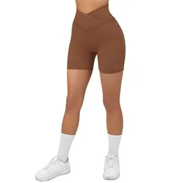 OMKAGI Women Cross Waist Workout Shorts - Stylish & Functional