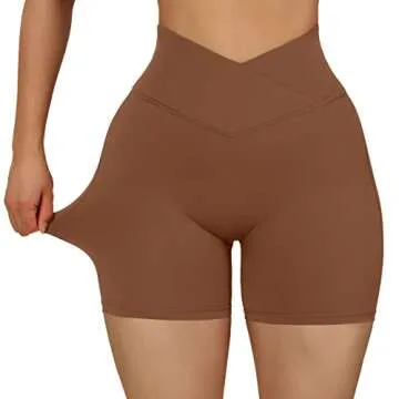 OMKAGI Women Cross Waist Workout Shorts - Stylish & Functional