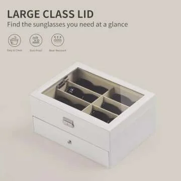 AUTOARK Leather 16 Piece Eyeglasses Storage and Sunglass Glasses Display Drawer Lockable Case Organizer,White,AW-151
