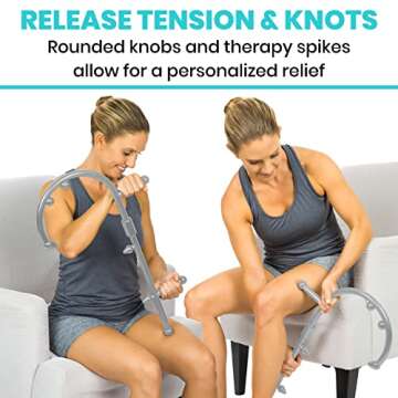 Vive Back and Neck Massager Cane - Trigger Point Massage Tools for Pain Relief and Muscle - Handheld Self Massage Hook Therapy for Neck, Shoulder - Deep Tissue Myofascial Release Aid for Women & Men