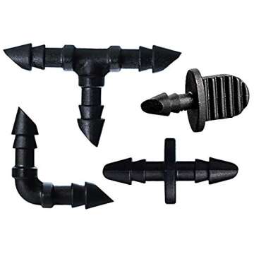 Orbit 67431 1/4" Barb 30-Piece Drip Irrigation Fitting Assortment for Seamless Connections