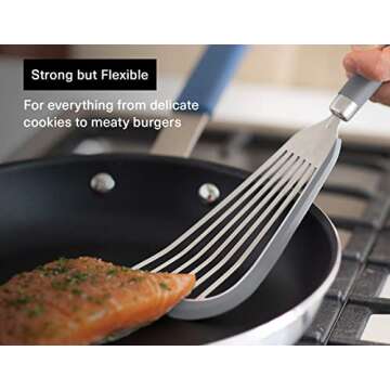 Misen Fish Silicone Spatula - Slotted Turner for Cooking - Perfect for Frying - Heat Resistant - Dis...